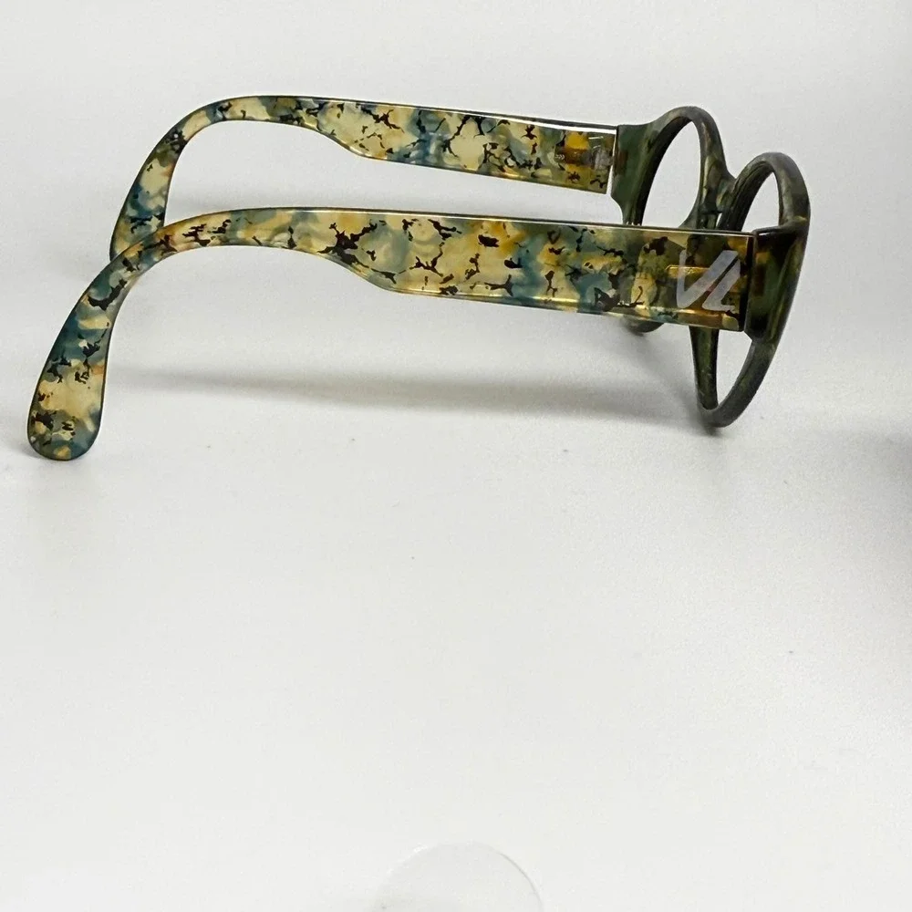 Vienna‎ Line 1627 51 Eyeglasses Frames Green Yellow Marbled Round 52-20 Optyl